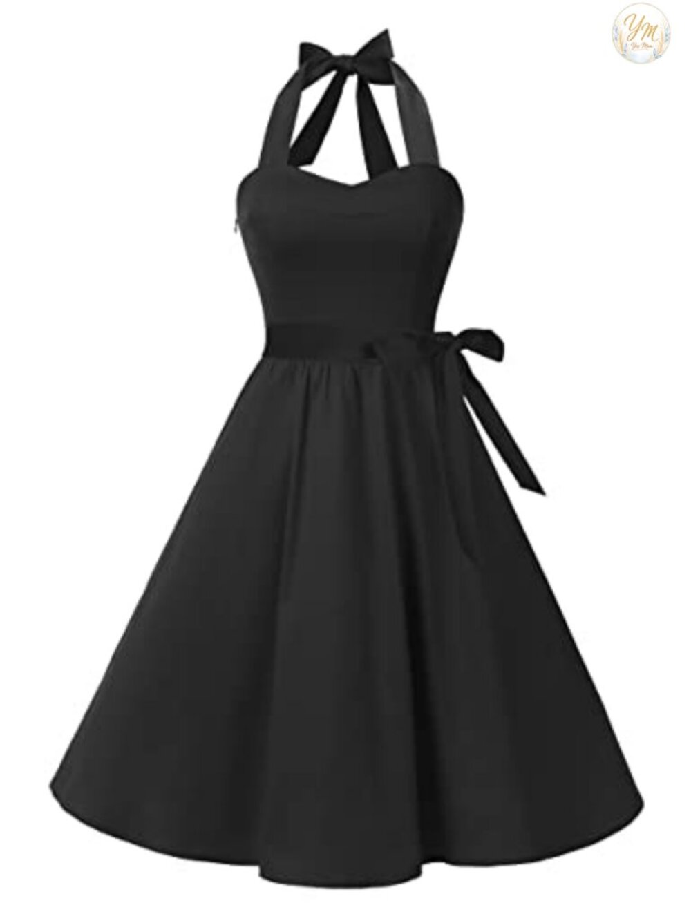 Women's Retro Vintage Polka Dot Halter Swing Cocktail Dress 95% Cotton